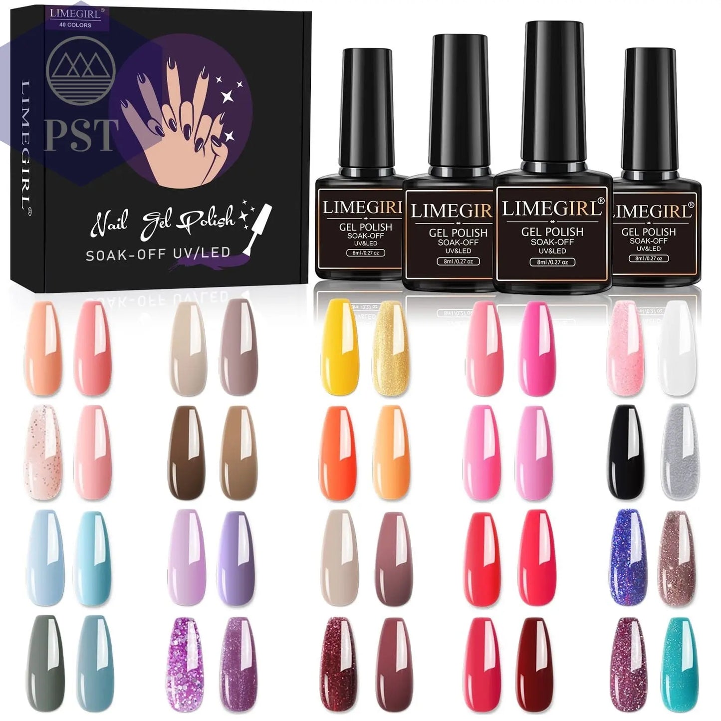 Limegirl Gel Nail Polish Set 60/40/24Colors Semi Permanent UV Led Gel Varnish Soak Off Nail Lacquers Base Top Coat Limegirl Gel Nail Polish set PST PS Tradings