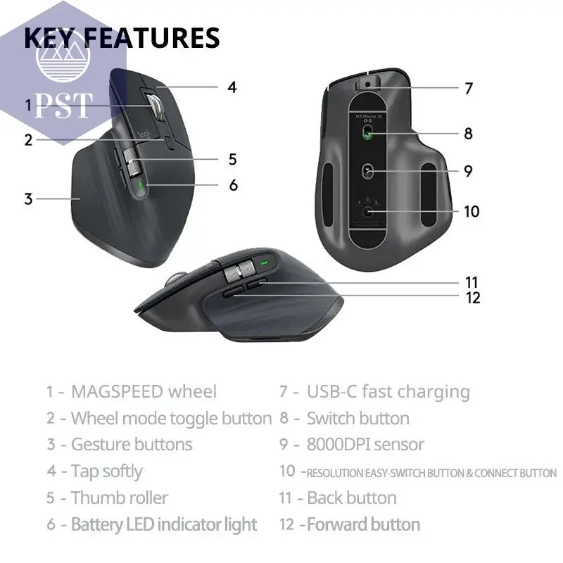 Logitech MX Master 3S Drahtlose Bluetooth Maus PST PS Tradings Maus PST PS Tradings PST PS Tradings