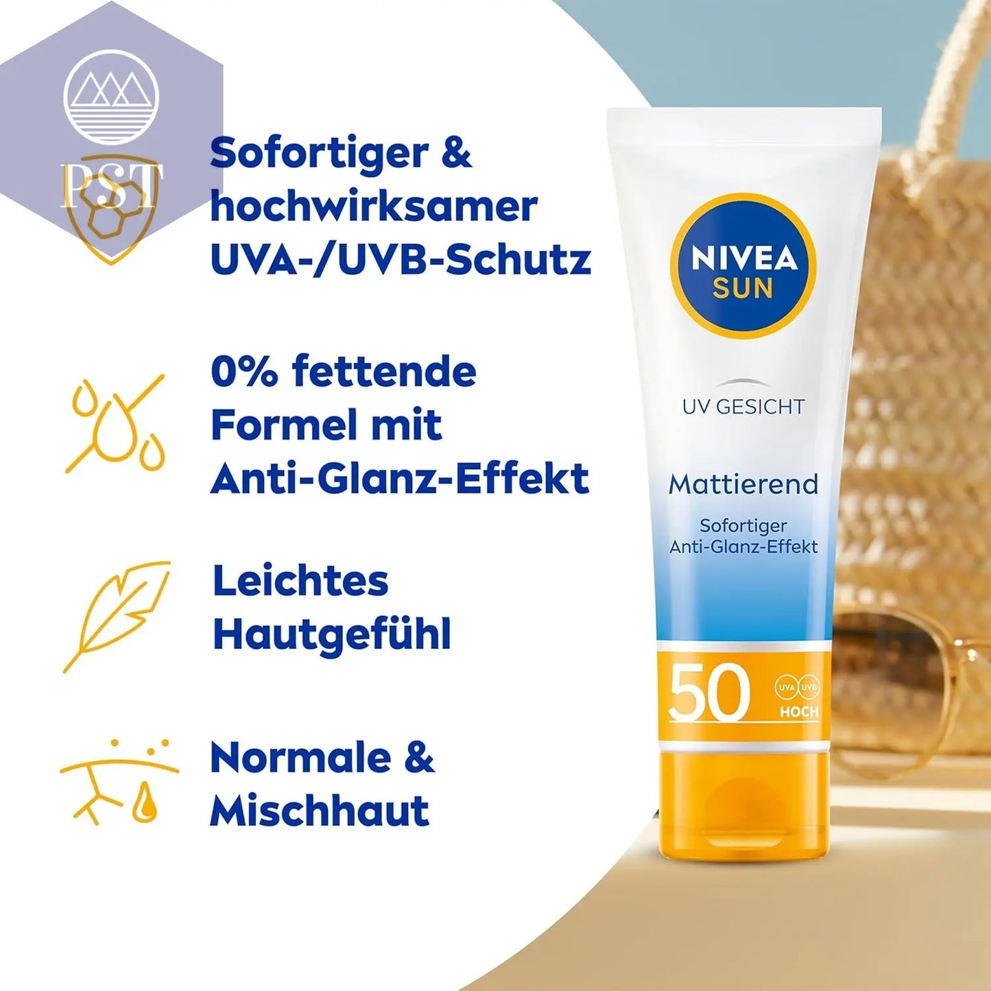 NIVEA SUN UV Sonnenschutz LSF 50 50ml Sonnencreme Sonnenmilch Gesicht PST PS Tradings PST PS Tradings PST PS Tradings