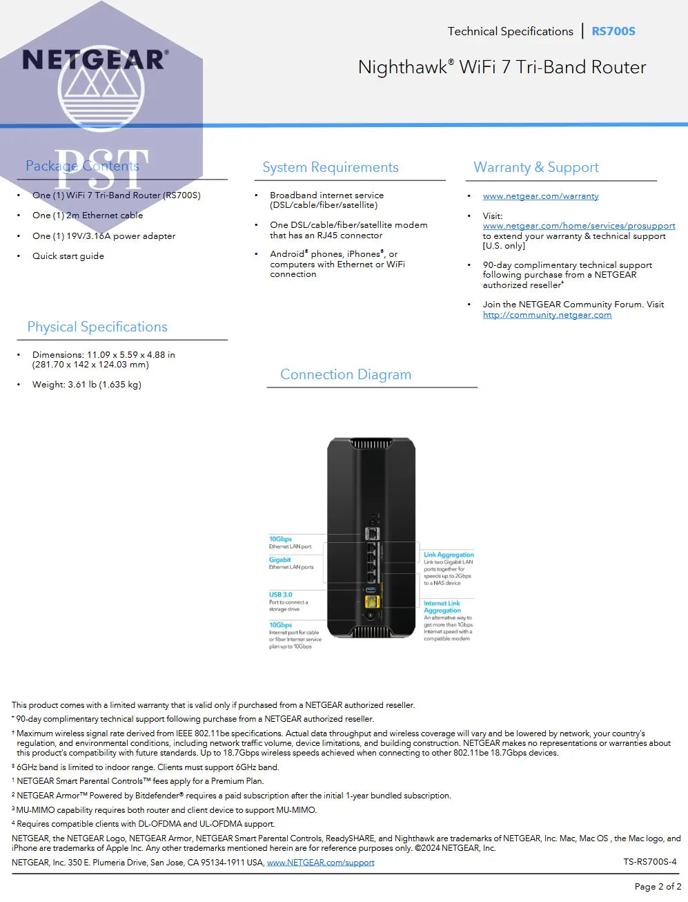 Netgear Nighthawk® RS700 WiFi 7 PST PS Tradings Router Router Netgear Nighthawk® RS700 WiFi 7