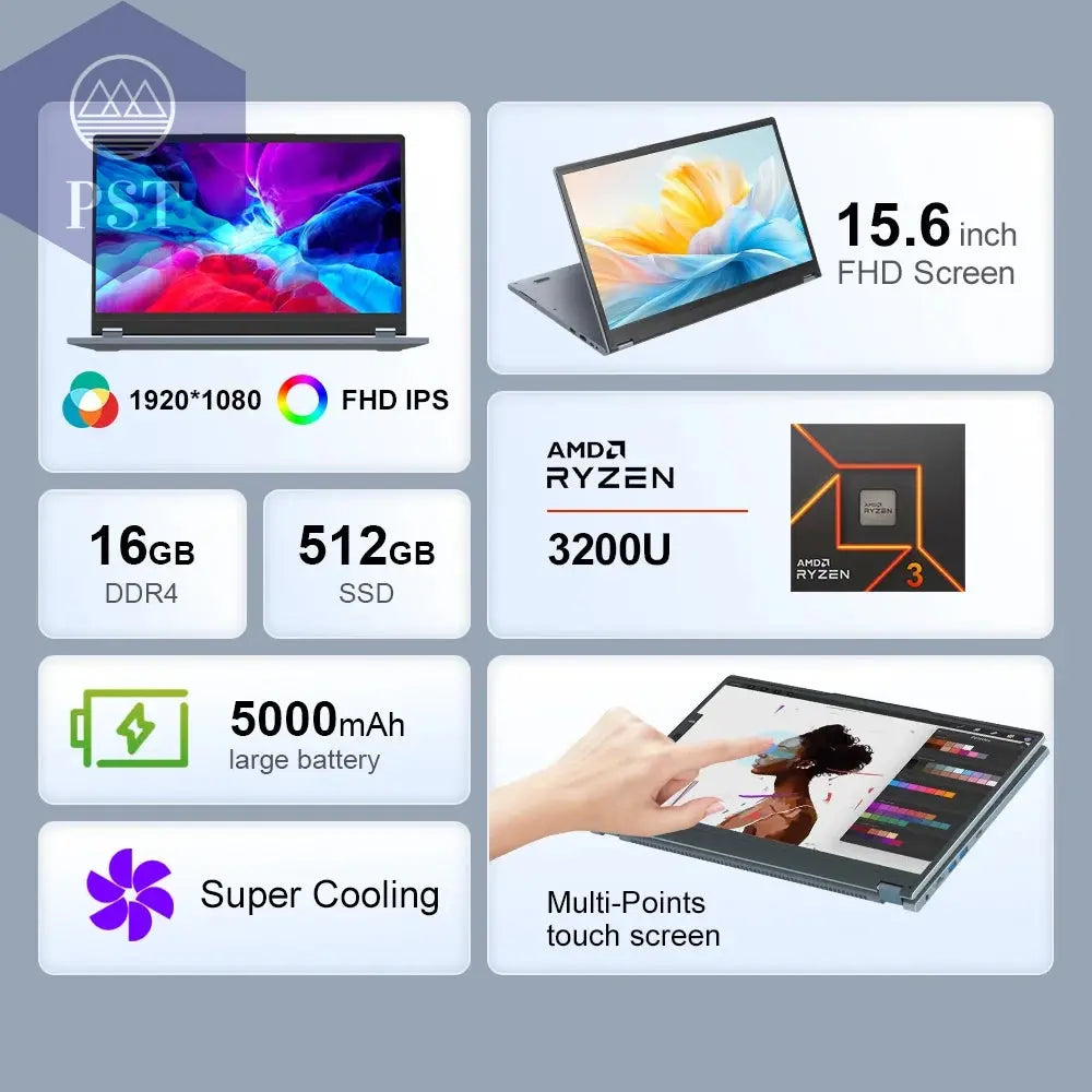 Ninkear YBOOK15 2-In-1-Laptop Ryzen ™ 3 3200U 15,6' 360 ° Flip FHD IPS Touchscreen 16G + 512 GB Ssd-Tastatur Mit Hintergrundbeleuchtung Windows 11 PST PS Tradings PST PS Tradings PST PS Tradings Ninkear YBOOK15 2-In-1-Laptop Ryzen ™ 3 3200U 15,6' 360 ° Flip FHD IPS Touchscreen 16G + 512 GB Ssd-Tastatur Mit Hintergrundbeleuchtung Windows 11