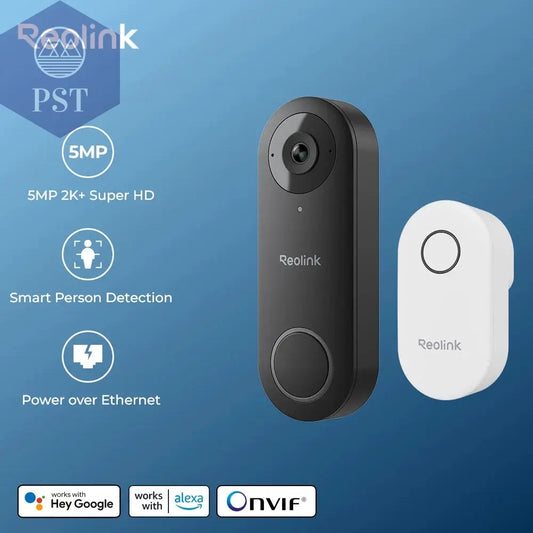Reolink 2K+ Video-Türklingel, Smart Home, Video-Gegensprechanlage, Menschenerkennung, Unterstützt Alexa-Türklingel Mit Glockenspiel, WLAN Oder Poe-Optionen PST PS Tradings PST PS Tradings PST PS Tradings