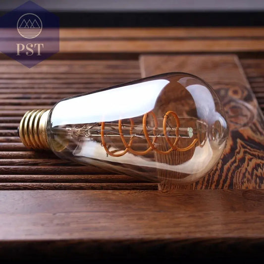 Retro Dimmable LED Edison Bulb E27 3W Gold Spiral Filament ST64 G125 Ampoule LED Lamp Incandescent Chandelier Decorative Lightin PST PS Tradings