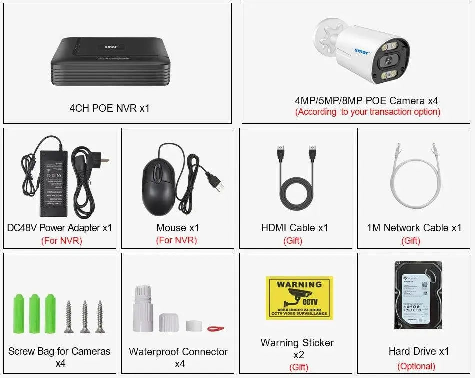 8MP Security Camera System 4K POE NVR Video Surveillance Kit 5MP 4MP Audio Ai Face Detect Color Night Vision IP CCTV Camera Set - Property & Safety Tradings