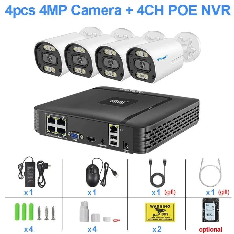 8MP Security Camera System 4K POE NVR Video Surveillance Kit 5MP 4MP Audio Ai Face Detect Color Night Vision IP CCTV Camera Set - Property & Safety Tradings