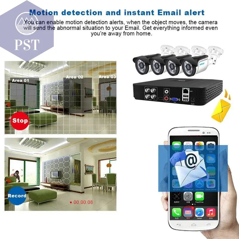 Smar 5MP Security Camera System Witth 18M Wired Cable Video Surveillance Kit Indoor Outdoor Waterproof CCTV Camera 5 in 1 DVR PST PS Tradings PST PS Tradings PST PS Tradings