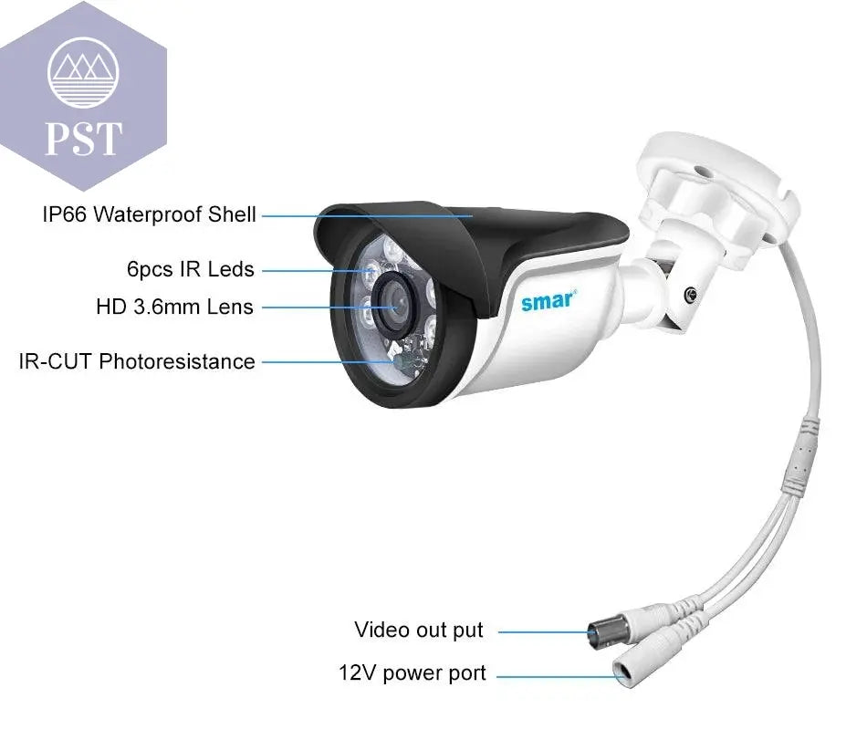 Smar 5MP Security Camera System Witth 18M Wired Cable Video Surveillance Kit Indoor Outdoor Waterproof CCTV Camera 5 in 1 DVR PST PS Tradings PST PS Tradings PST PS Tradings