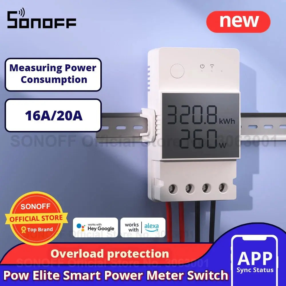 Sonoff Pow R3 16A /20A Wifi Smart Switch Höhere Genauigkeit Stromverbrauch Messen Monitor Strom Energie Verwendung Funktioniert mit Alexa PST PS Tradings
