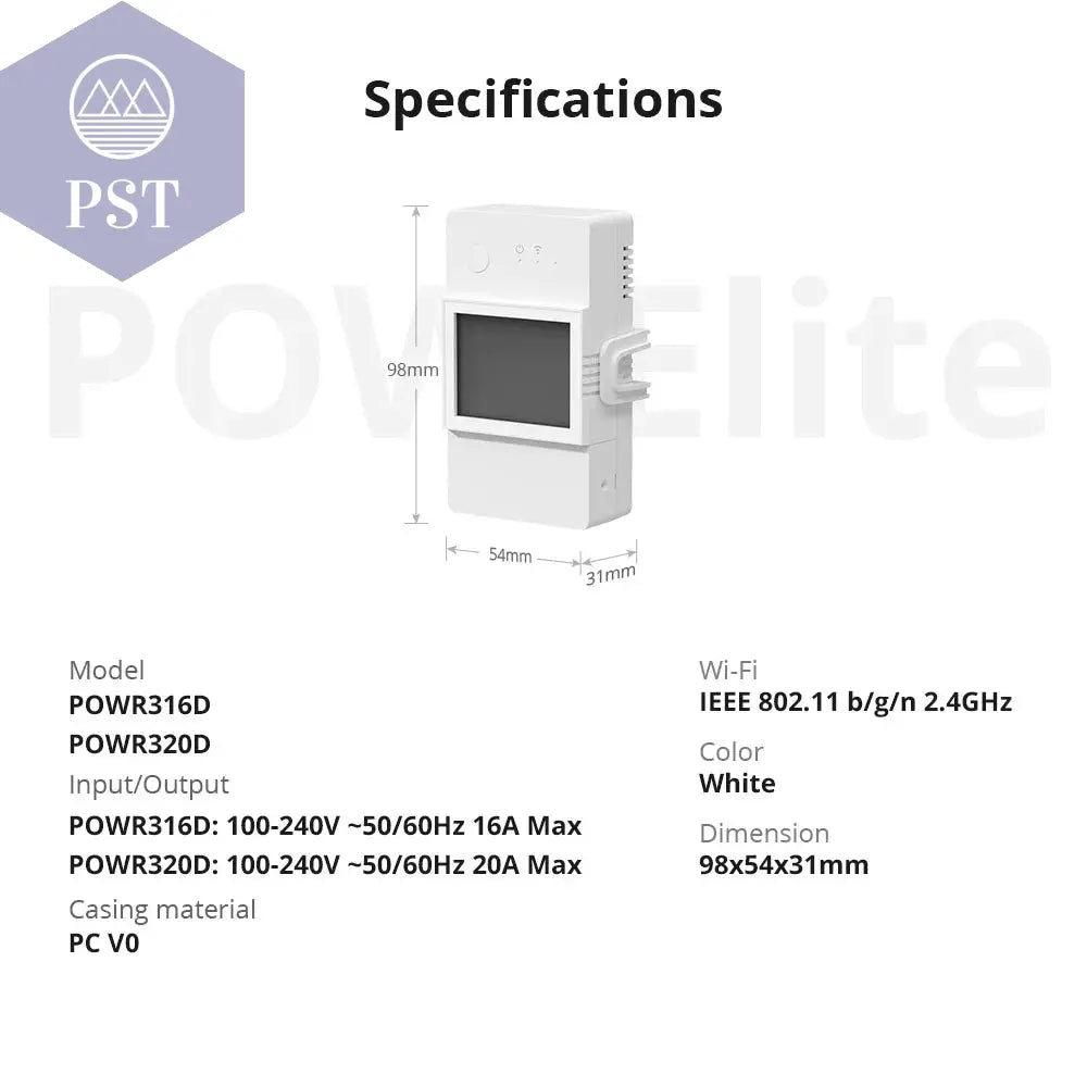 Sonoff Pow R3 16A /20A Wifi Smart Switch Höhere Genauigkeit Stromverbrauch Messen Monitor Strom Energie Verwendung Funktioniert mit Alexa PST PS Tradings