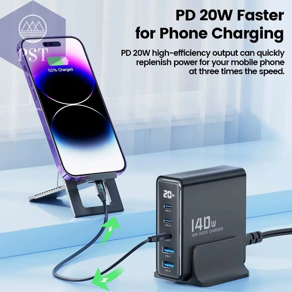 Toocki 140W Gan Usb Ladegerät 5 In1 Desktop Schnell Aufladen Usb Typ C Ladegerät Led Display Ladegerät Für Iphone Xiaomi Smartphone Laptop PST PS Tradings PST PS Tradings PST PS Tradings Toocki 140W Gan Usb Ladegerät 5 In1 Desktop Schnell Aufladen Usb Typ C Ladegerät Led Display Ladegerät Für Iphone Xiaomi Smartphone Laptop