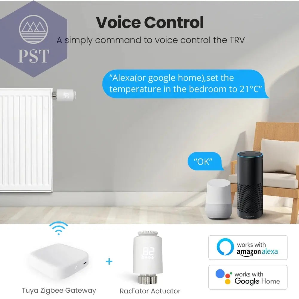 Tuya Smart Zigbee 3,0 TRV Heizkörper Stellventil Thermostatventil Temperatur Controller Unterstützung Alexa Google Hause PST PS Tradings Tuya Smart Zigbee 3,0 TRV Heizkörper Stellventil Thermostatventil Temperatur Controller Unterstützung Alexa Google Hause
