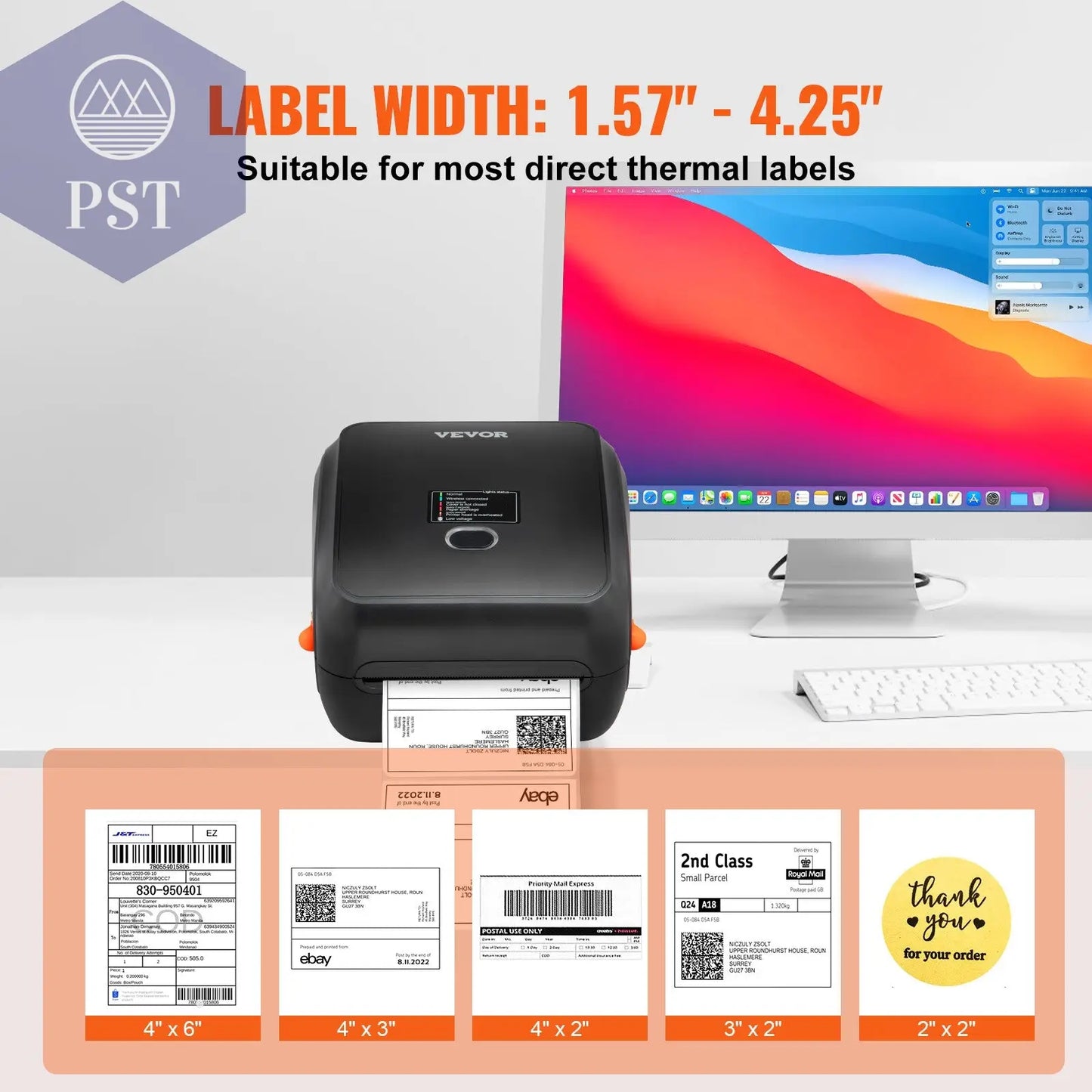 VEVOR Bluetooth/Usb Thermo Etikettendruck PST PS Tradings VEVOR Bluetooth/Usb Thermo Etikettendruck
