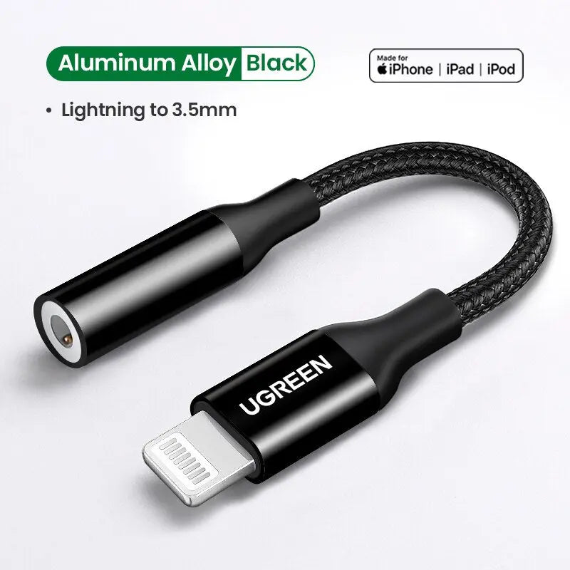 MFi Lightning to 3.5 mm Jack AUX Cable for iPhone China-Aluminum-Black PST PS Tradings