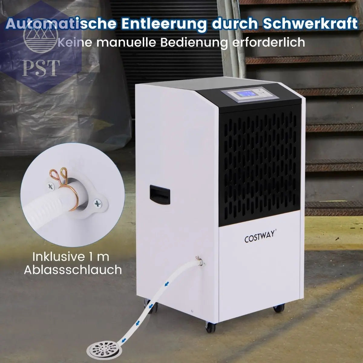 118 L/Tag Luftentfeuchter Kommerziell Bautrockner Mit Ablaufschlauch 24H Timer Und 4 Rädern PST PS Tradings  PST PS Tradings  PST PS Tradings 118 L/Tag Luftentfeuchter Kommerziell Bautrockner Mit Ablaufschlauch 24H Timer Und 4 Rädern