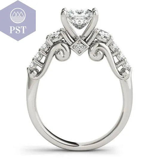 14k White Gold 3 Stone Antique Design Diamond Engagement Ring (1 3/4 cttw)  Diamant Ring Schmuck     PST PS Tradings