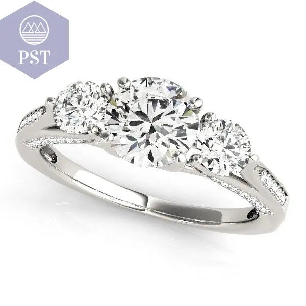 14k White Gold 3 Stone Style Round Diamond Engagement Ring (1 3/4 cttw)  Ring in Weißgold mit 3 drei Diamanten Schmuck jewelry     PST PS Tradings