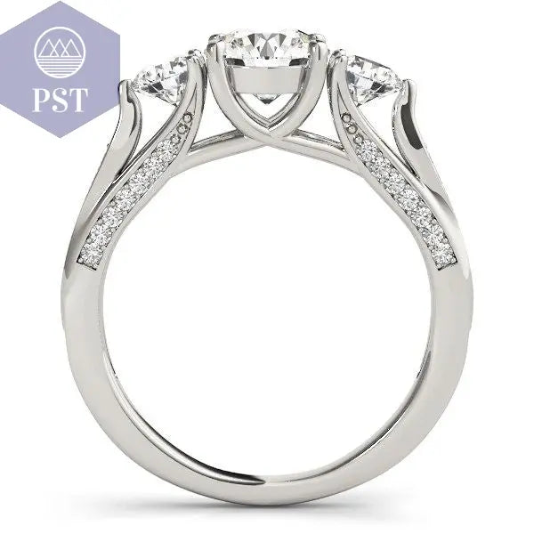 14k White Gold 3 Stone Style Round Diamond Engagement Ring (1 3/4 cttw)  Ring in Weißgold mit 3 drei Diamanten Schmuck jewelry     PST PS Tradings