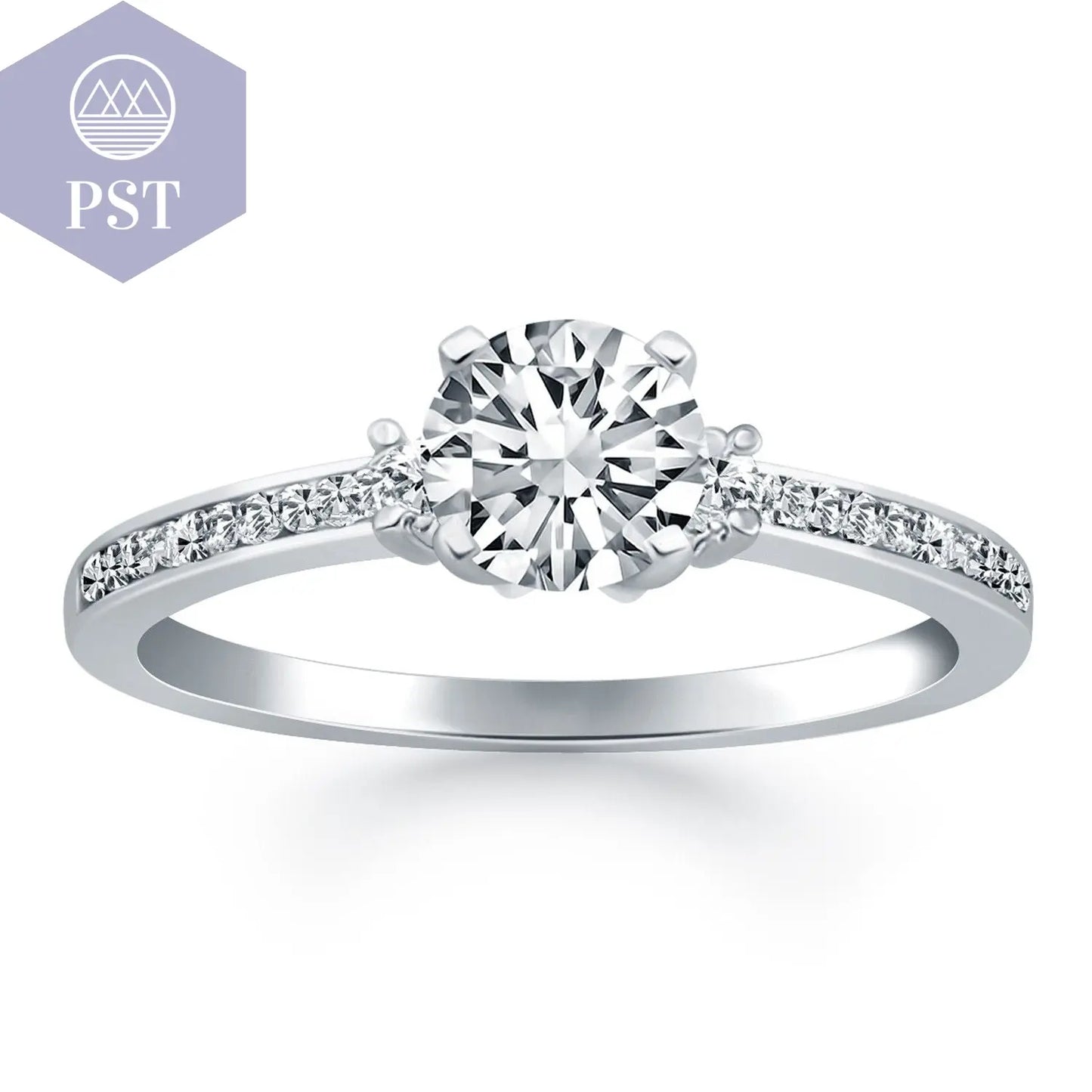 14k White Gold Diamond Accent Engagement Ring PST PS Tradings Ringe PST PS Tradings 6.5inches PST PS Tradings 14k White Gold Diamond Accent Engagement Ring Ringe