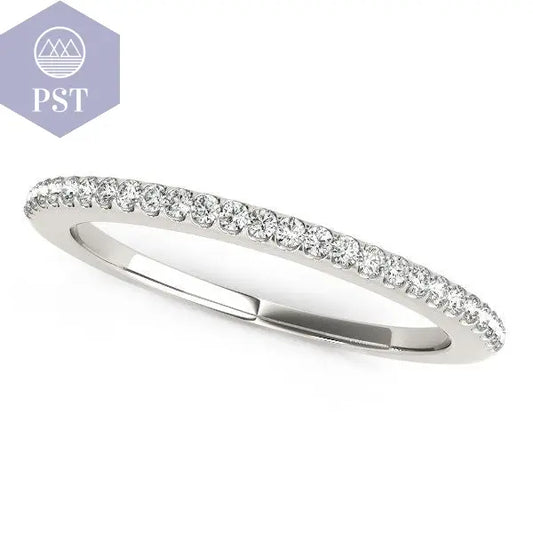 14k White Gold Pave Scallop Setting Diamond Wedding Band (1/8 cttw)  Weißgold Ring Schmuck     PST PS Tradings