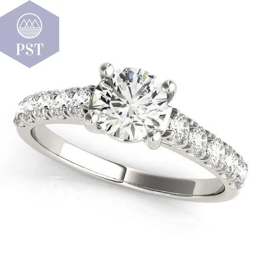 14k White Gold Round Trellis Setting Diamond Engagement Ring (1 cttw)  Ring Schmuck     PST PS Tradings