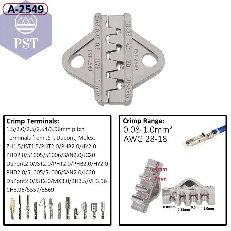 6mm  Crimp Dies Parts Jaws for 7.5Inch Crimp Pliersspacing  Terminals Crimper 02C 58B 2546B 2549 06WF 16WF       PST PS Tradings