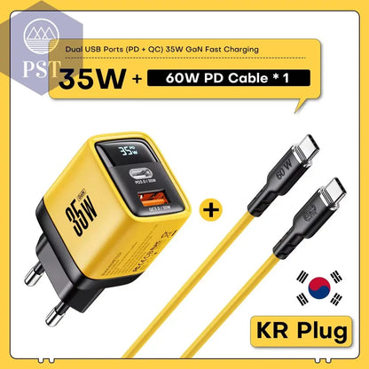 Asome Tech 35W Gan Ladegerät Led Display Qc 3,0 30W 25W Pd Pps Schnell Ladung Usb Typ C Ladegerät Für Iphone 14 Pro Samsung S23 Xiaomi      Kr-Plug-With-Cable PST PS Tradings