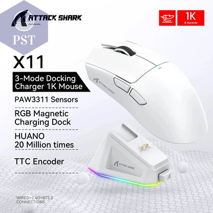 Attack Shark R1 Gaming Maus PST PS Tradings  X11 White Attack Shark R1 Gaming Maus