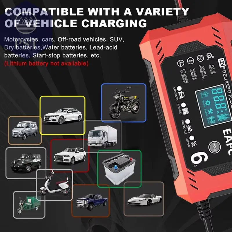Autobatterie-Ladegerät 6A 12V Auto Und Motorrad Batterie Ladegerät Blei-Säure-Batterie Smart Reparatur Lcd-Display PST PS Tradings  PST PS Tradings  PST PS Tradings Autobatterie-Ladegerät 6A 12V Auto Und Motorrad Batterie Ladegerät Blei-Säure-Batterie Smart Reparatur Lcd-Display