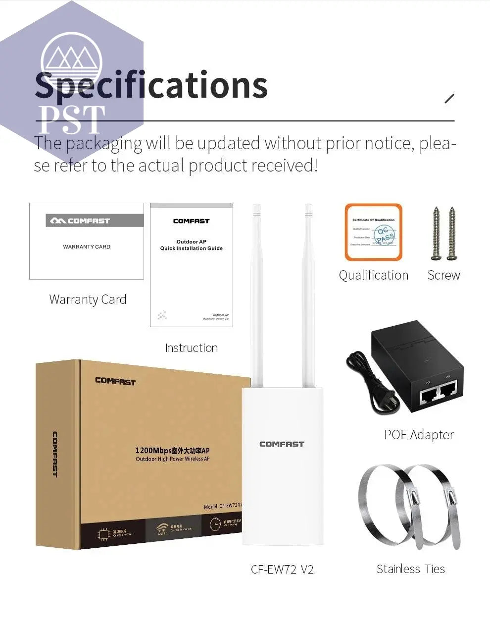 Comfast 300Mbps-1200Mbps Wireless Wifi Repeater Outdoor 2.4&5.8Ghz High Power Waterproof Street Extender Wifi Router Antenna AP PST PS Tradings  PST PS Tradings  PST PS Tradings