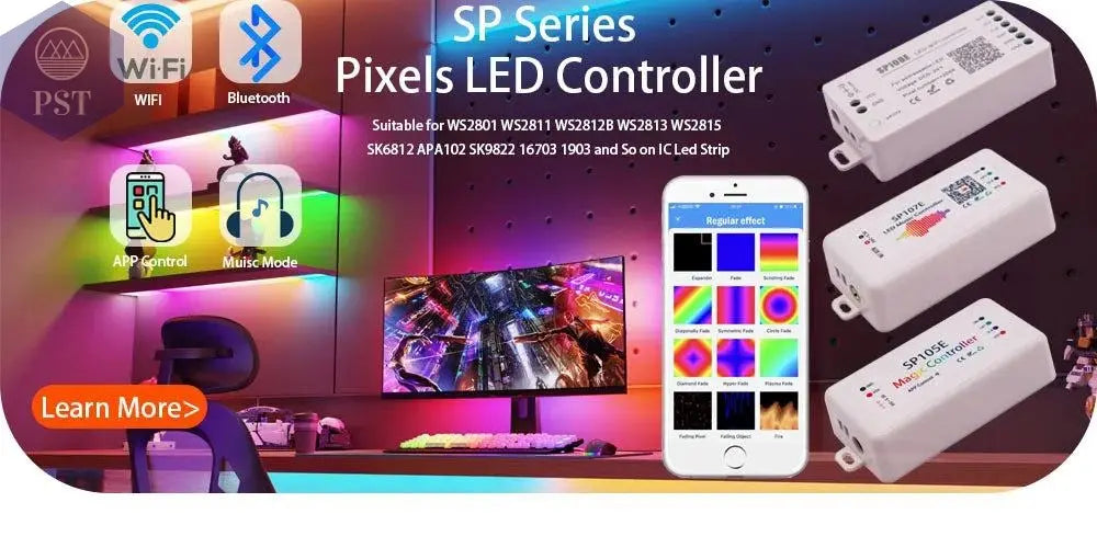 DC5V WS2812B Individually Addressable 5050 RGB Led Strip WS2812 Smart Pixels Led Light Black White PCB Waterproof IP30/65/67       PST PS Tradings