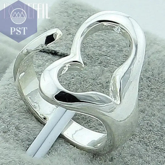 DOTEFFIL 925 Sterling Silver Heart-Shaped Open Ring For Women Wedding Engagement Party Jewelry - Property & Safety Tradings