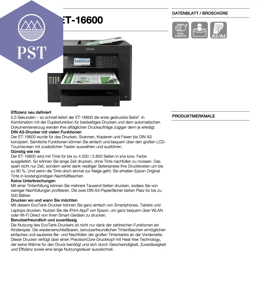 Epson EcoTank ET-16600 PST PS Tradings drucker drucker
