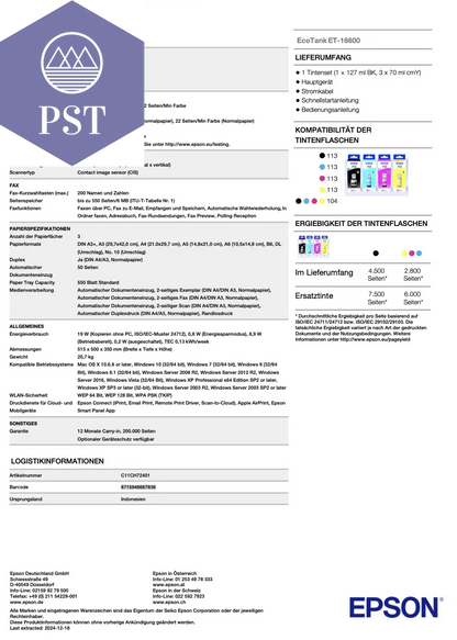 Epson EcoTank ET-16600 PST PS Tradings drucker drucker
