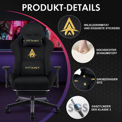 Gaming Stuhl Atmungsaktive Faux Wildleder Büro Stuhl Mit Fußstütze Stuhl Kopfstütze Ergonomischer Spiele Computer Stuhl Office Chair product