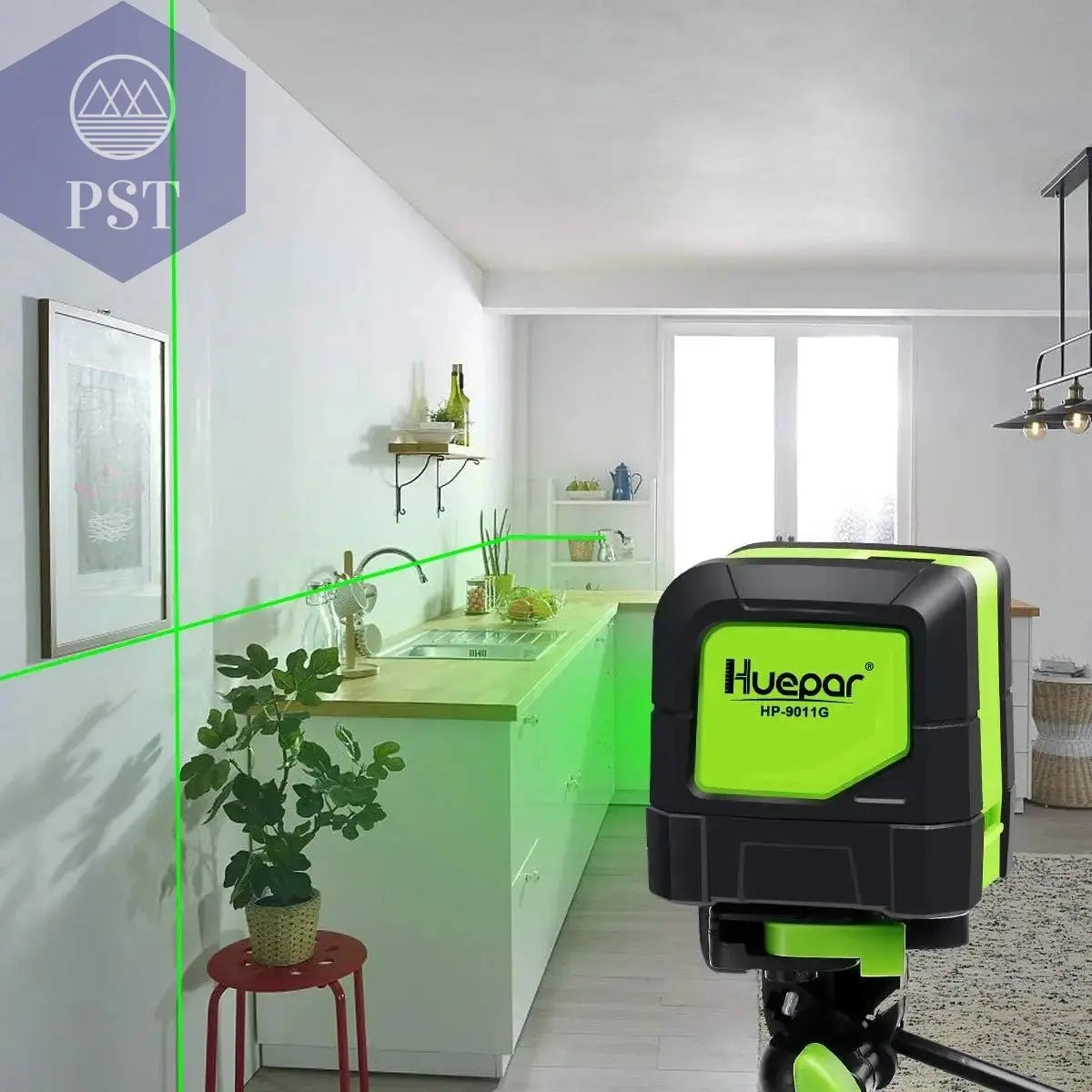 Huepar 2 Lines Laser Level Self Levelling ( 4 degrees) Green Red Beam Laser Horizontal & Vertical Cross-Line with Magnetic Base       PST PS Tradings