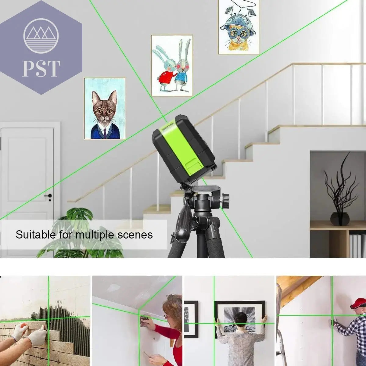 Huepar 2 Lines Laser Level Self Levelling ( 4 degrees) Green Red Beam Laser Horizontal & Vertical Cross-Line with Magnetic Base       PST PS Tradings