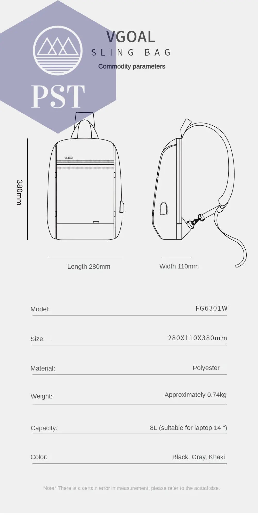 Kingsons/Vgoal Anti-theft Waterproof Single Shoulder Backpack For Men Laptop 14/13.3 inch W/ USB Charging Port&TSA Customs Lock - PST PS Tradings