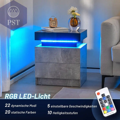 LED Nachttisch mit 2 Schubladen - Modernes Design PST PS Tradings Nachttisch PST PS Tradings  PST PS Tradings LED Nachttisch mit 2 Schubladen - Modernes Design Nachttisch