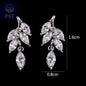 LXOEN Marquise Cut Flower Zirconia Crystal Long Drop Earrings for Women Shiny Leaf CZ Stone Bridal Wedding Jewelry - PST PS Tradings