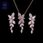 LXOEN Marquise Cut Flower Zirconia Crystal Long Drop Earrings for Women Shiny Leaf CZ Stone Bridal Wedding Jewelry - PST PS Tradings