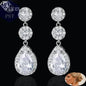 LXOEN Marquise Cut Flower Zirconia Crystal Long Drop Earrings for Women Shiny Leaf CZ Stone Bridal Wedding Jewelry - PST PS Tradings