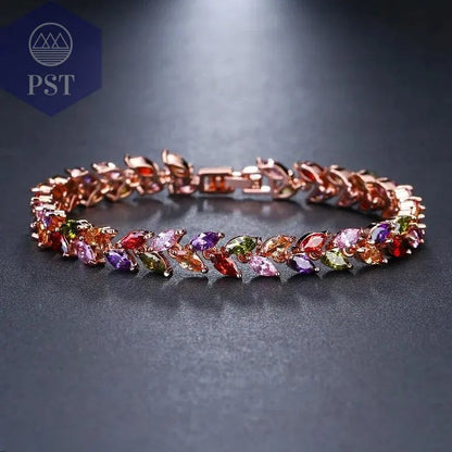 LXOEN Marquise Cut Flower Zirconia Crystal Long Drop Earrings for Women Shiny Leaf CZ Stone Bridal Wedding Jewelry - PST PS Tradings
