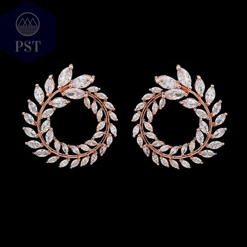 LXOEN Marquise Cut Flower Zirconia Crystal Long Drop Earrings for Women Shiny Leaf CZ Stone Bridal Wedding Jewelry - PST PS Tradings