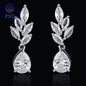 LXOEN Marquise Cut Flower Zirconia Crystal Long Drop Earrings for Women Shiny Leaf CZ Stone Bridal Wedding Jewelry - PST PS Tradings