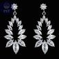 LXOEN Marquise Cut Flower Zirconia Crystal Long Drop Earrings for Women Shiny Leaf CZ Stone Bridal Wedding Jewelry - PST PS Tradings