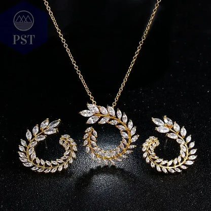 LXOEN Marquise Cut Flower Zirconia Crystal Long Drop Earrings for Women Shiny Leaf CZ Stone Bridal Wedding Jewelry       PST PS Tradings