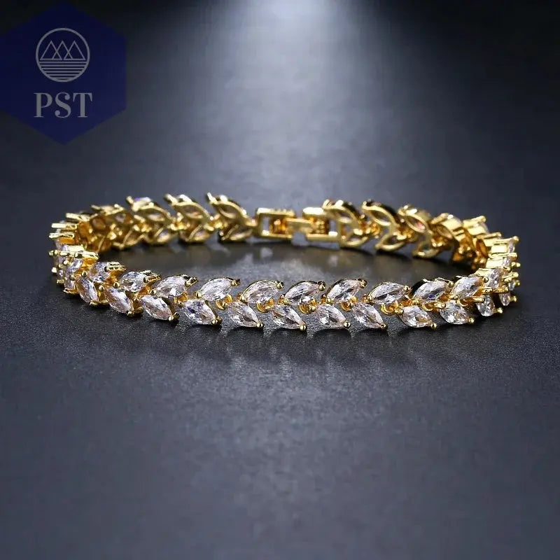 LXOEN Marquise Cut Flower Zirconia Crystal Long Drop Earrings for Women Shiny Leaf CZ Stone Bridal Wedding Jewelry       PST PS Tradings