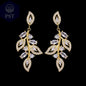 LXOEN Marquise Cut Flower Zirconia Crystal Long Drop Earrings for Women Shiny Leaf CZ Stone Bridal Wedding Jewelry       PST PS Tradings