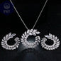 LXOEN Marquise Cut Flower Zirconia Crystal Long Drop Earrings for Women Shiny Leaf CZ Stone Bridal Wedding Jewelry       PST PS Tradings