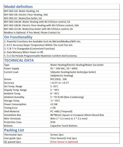 MOES WiFi Water/Electric Floor Heating Thermostat Gas Boiler Temperature Controller Smart Alexa tuya Google Voice zigbee Control PST PS Tradings